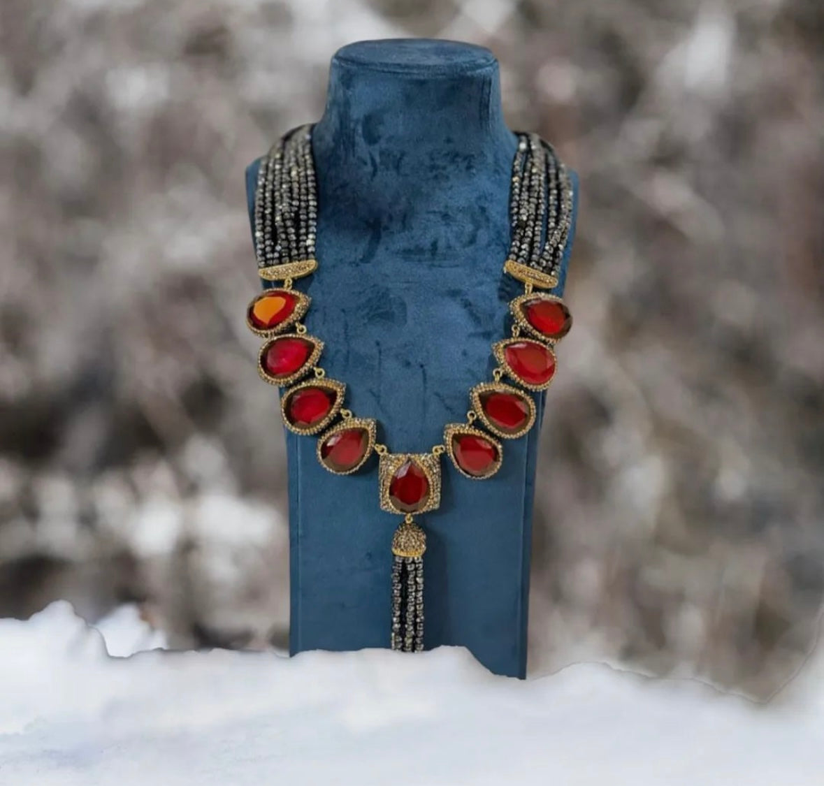 Redstone Crystal Bead Necklace
