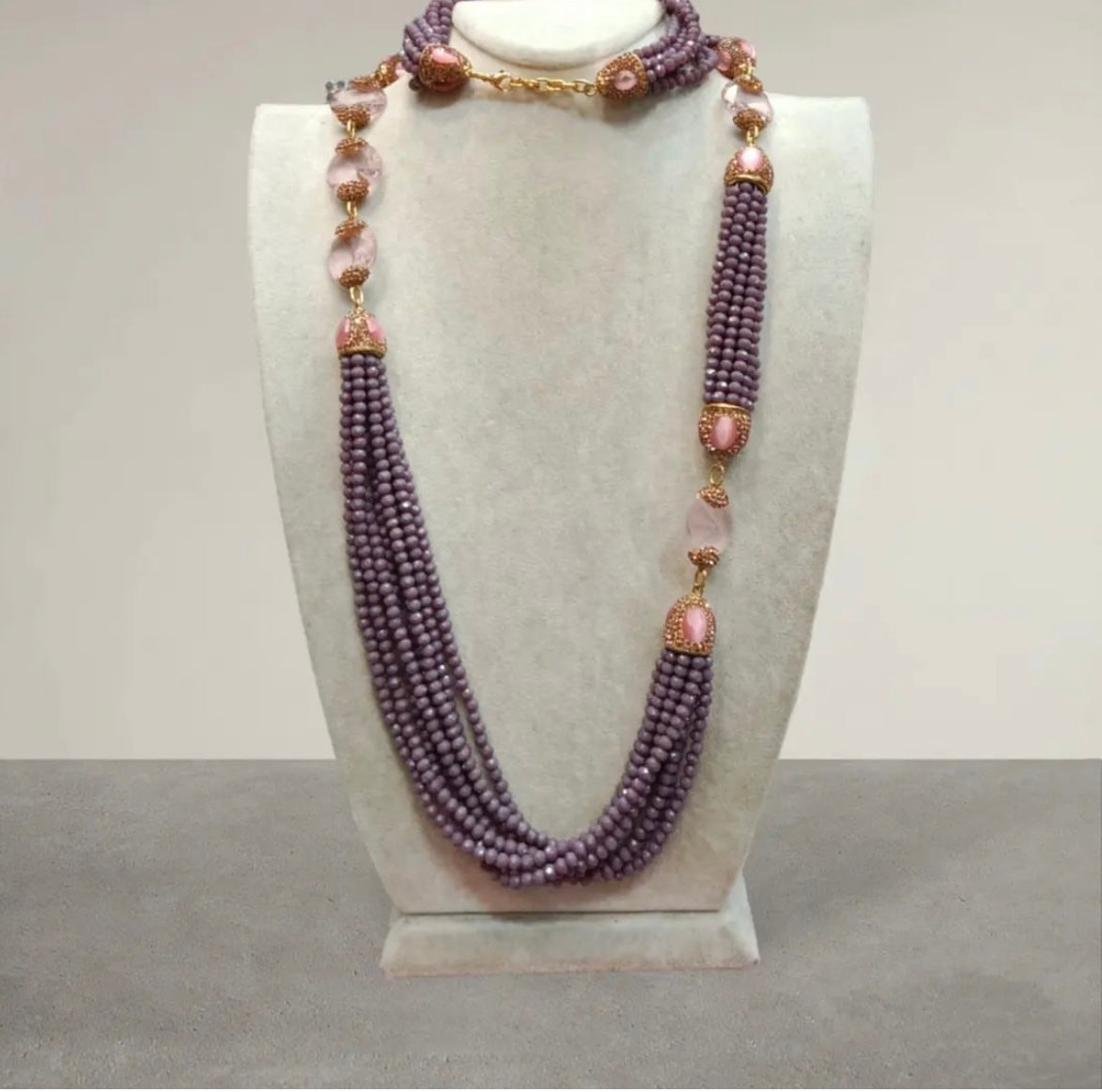 Purple Crystal Ottoman Style Necklace