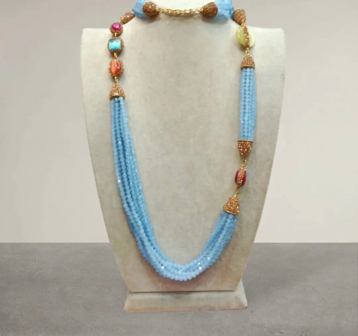 Sky Blue Crystal Ottoman Style Necklace