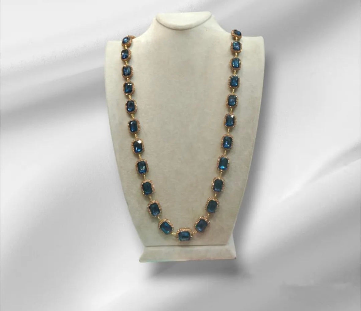 Gold Plated Sky Blue Crystal Necklace