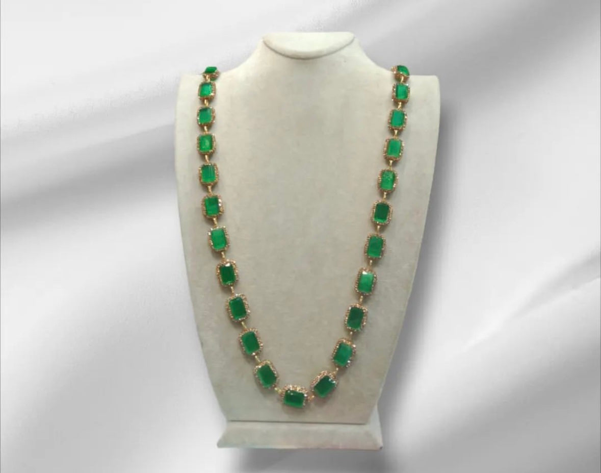 Gold Plated Green Crystal Necklace